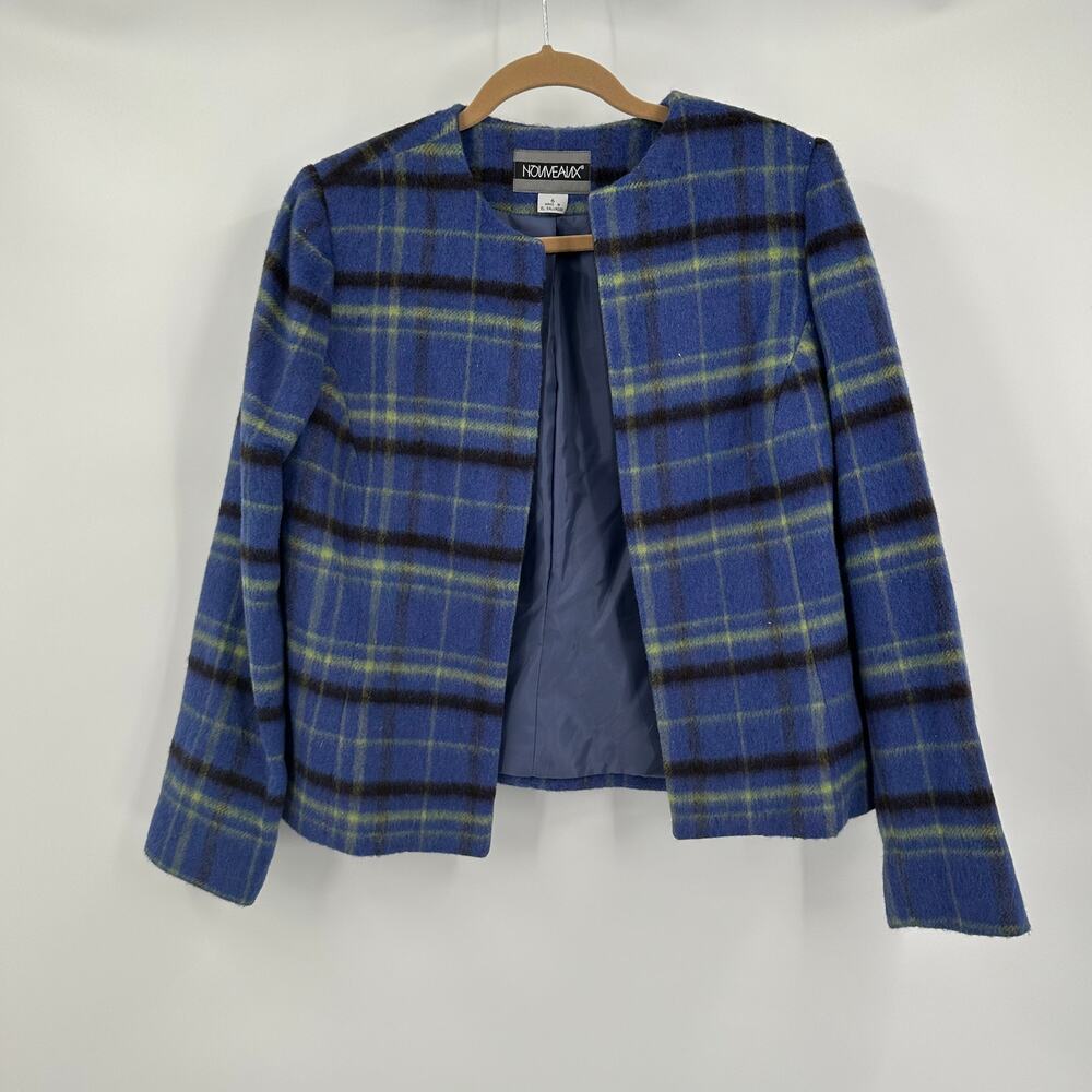 Nouveaux Womens Jacket Size 6 Plaid Wool Blend Y2K‎ Vintage Preppy Academia